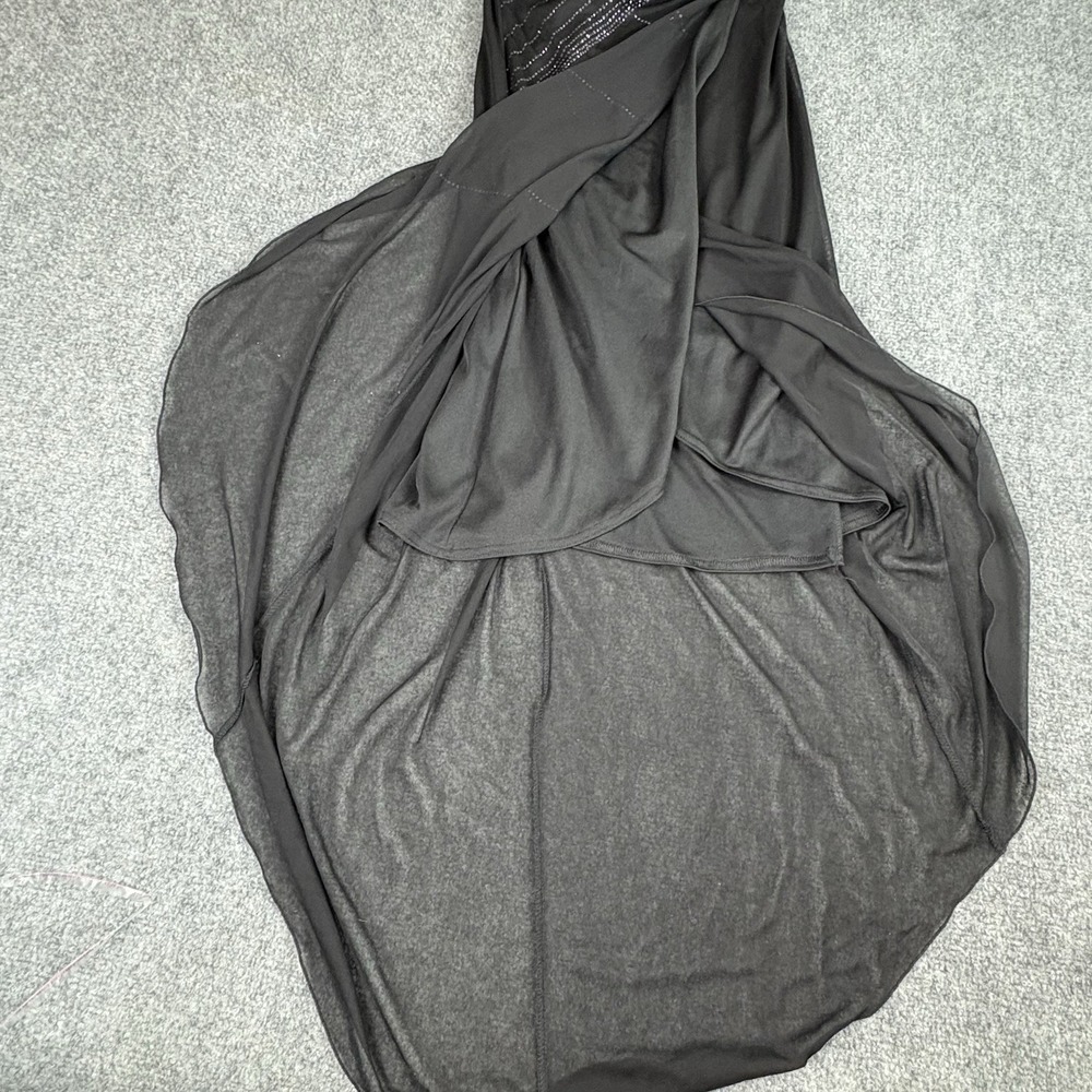Vintage Y2K Byer Too Dress Women S‎ Black Strapless Rhinestone Ruched High Low - Picture 8 of 16